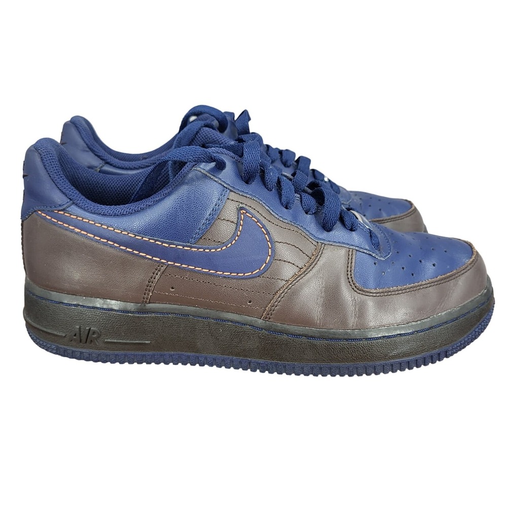 Nike AF1 Air Force 1 Low Sneakers Mens 8 Barkley Blue Brown Shoes 317295-241